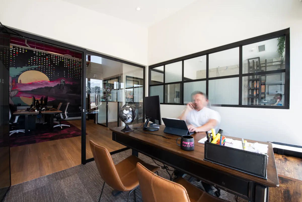 working inside private office